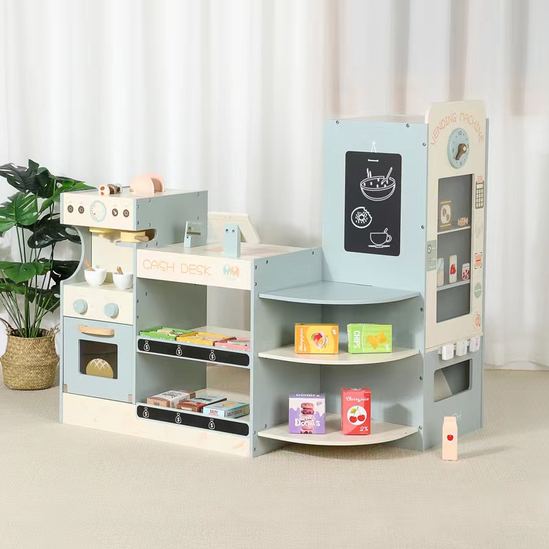 Toy Cash Register - Çocuklar İçin Ahşap Market Oyun Seti,