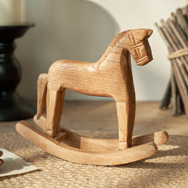 Kids Toys Horse - Ahşap El Sanatları Sallanan At Heykeli